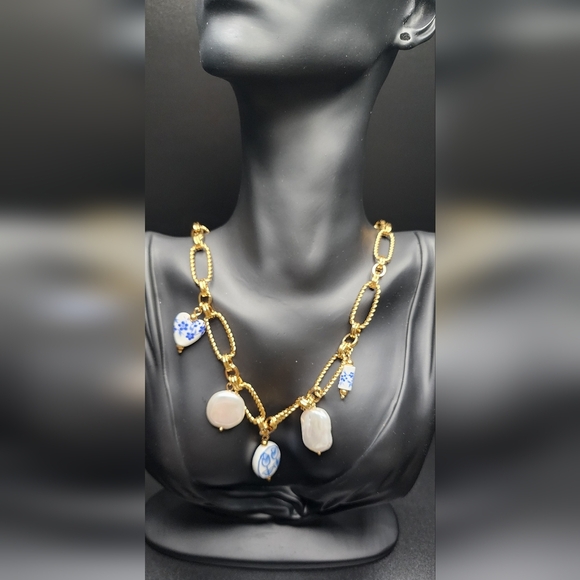 Portofino Blue Gold Charms Necklace - Picture 7 of 7